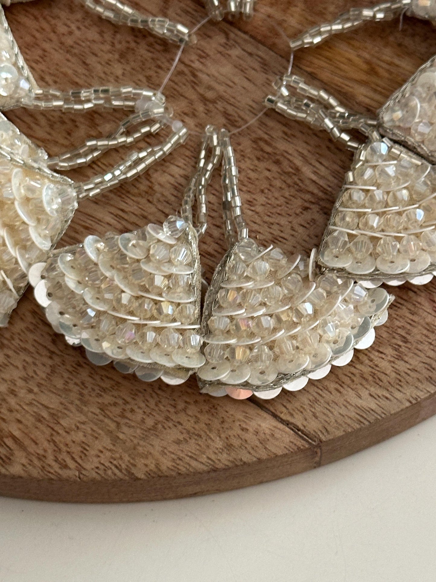 Ivory Sequin Fan Appliqué Tassel