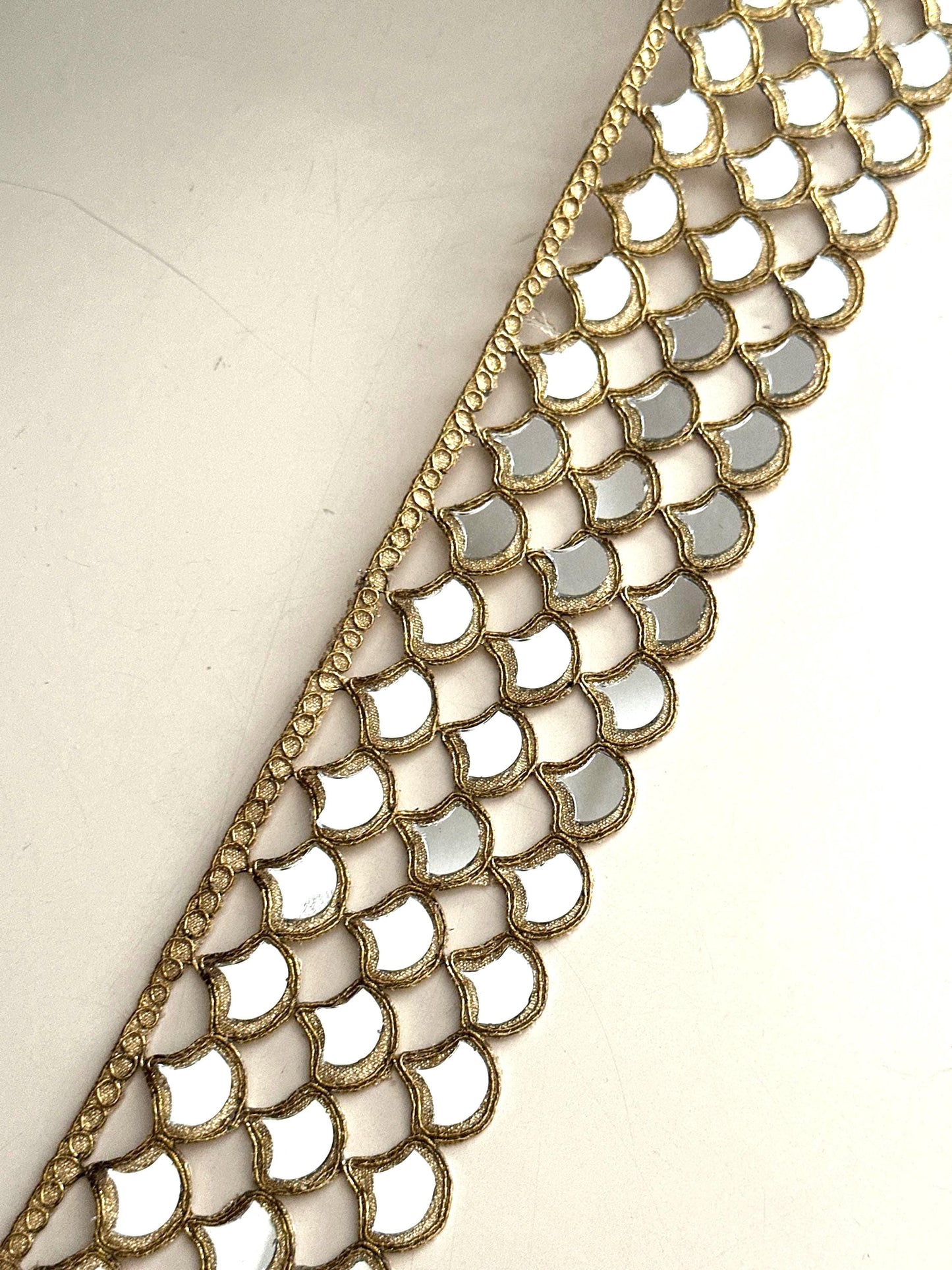 Gold Mirror Scallop Belt Lace Handmade Statement Waist Belt