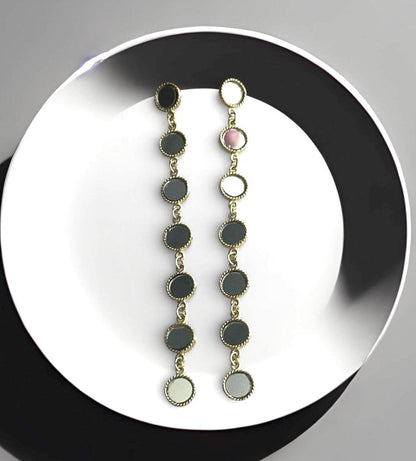 Gold Mirror Drop Earrings Handmade Statement