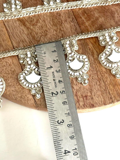 Handmade Mirror Lace Trim Pearl Hanging Beaded Border