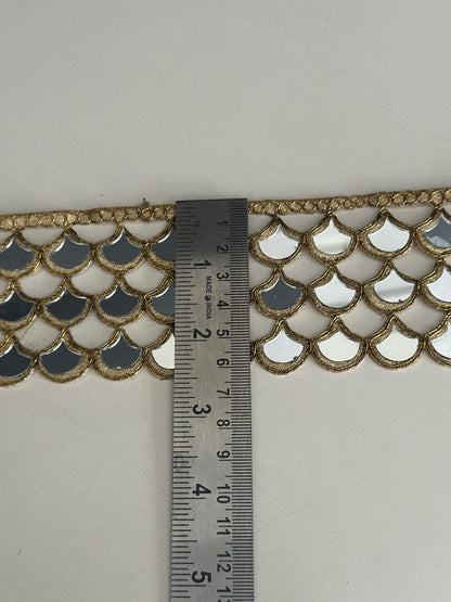 Gold Mirror Scallop Belt Lace Handmade Statement Waist Belt