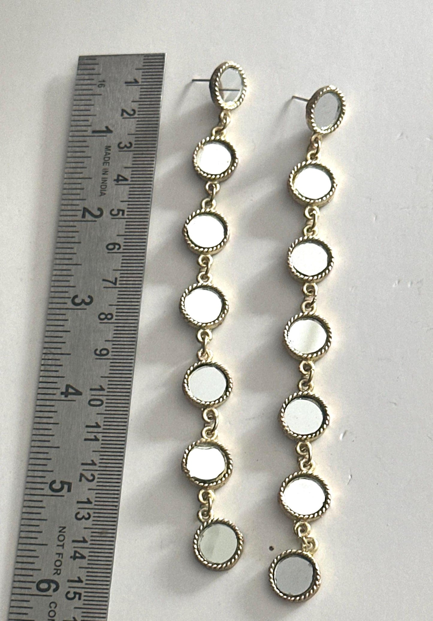 Gold Mirror Drop Earrings Handmade Statement