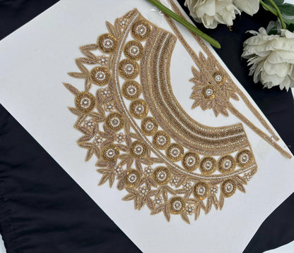 Hand Embroidered Sabyasachi Gold Neck Applique Patch