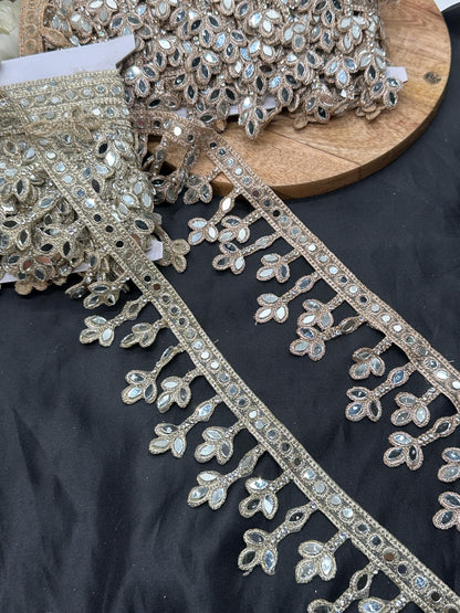 Mirror Work Lace Border Trim Jewelry Dress Belt Decor