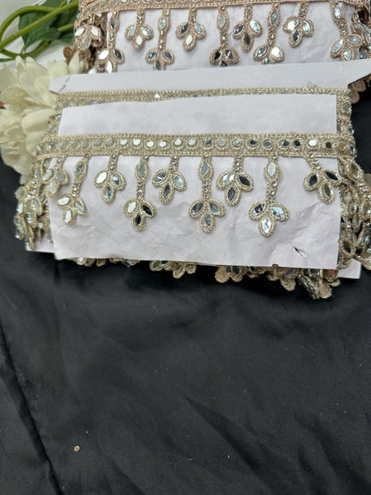 Mirror Work Lace Border Trim Jewelry Dress Belt Decor