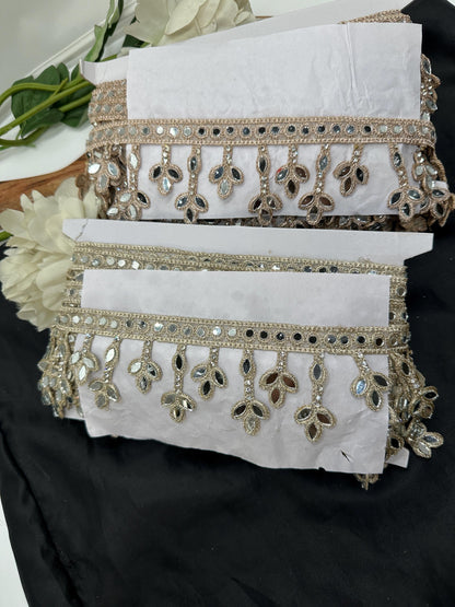 Mirror Work Lace Border Trim Jewelry Dress Belt Decor