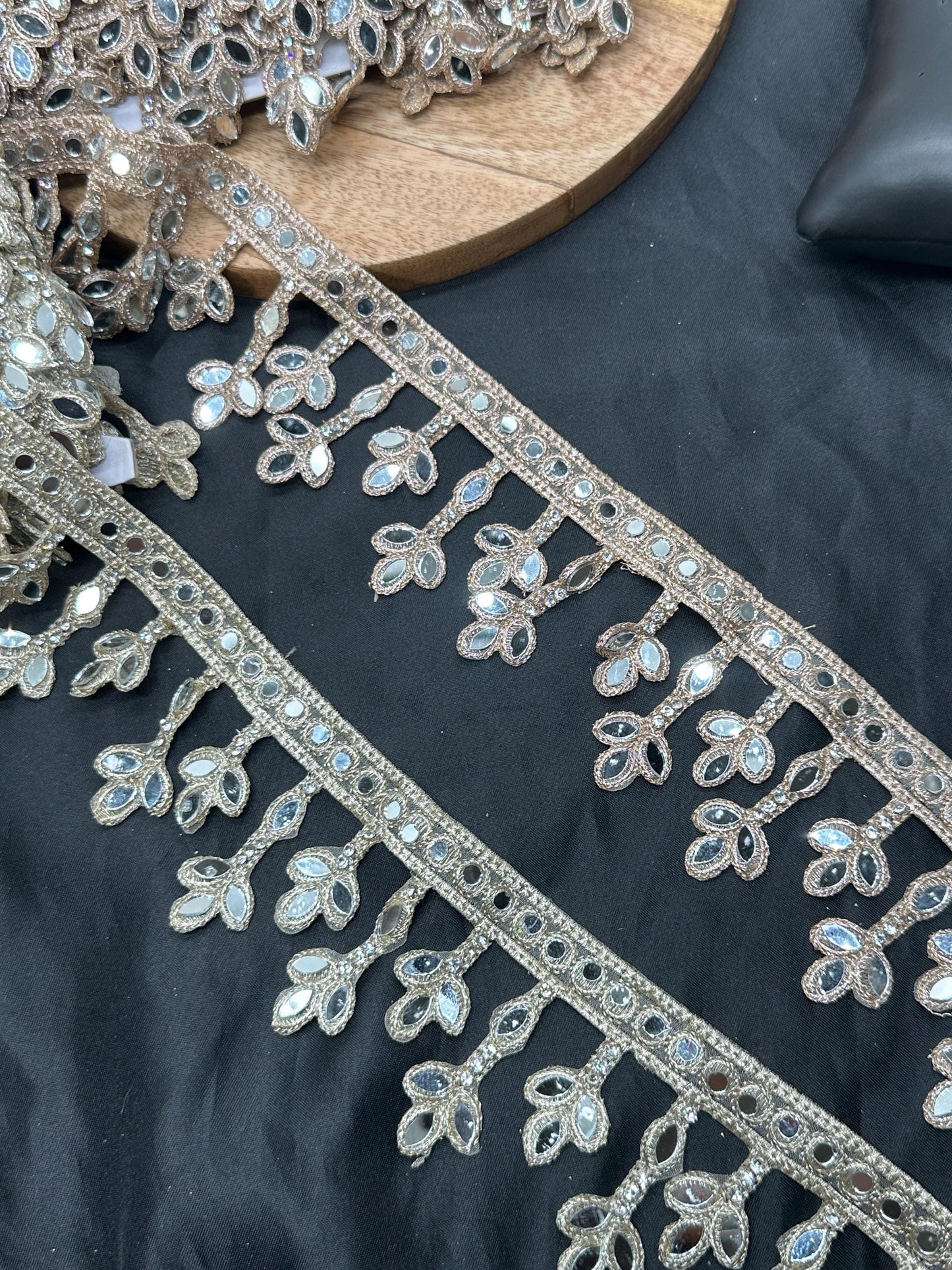 Mirror Work Lace Border Trim Jewelry Dress Belt Decor