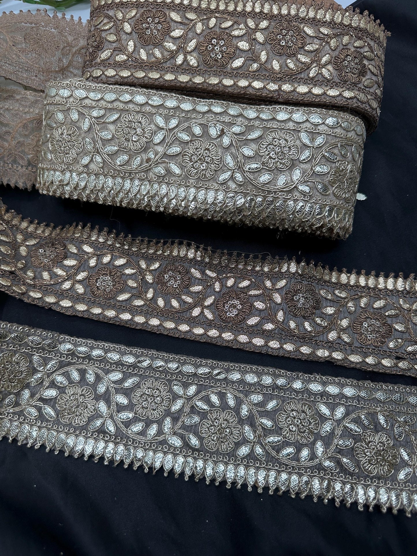 Gold Embroidered Lace Border Heavy Floral Zari Work Ethnic Sewing Trim