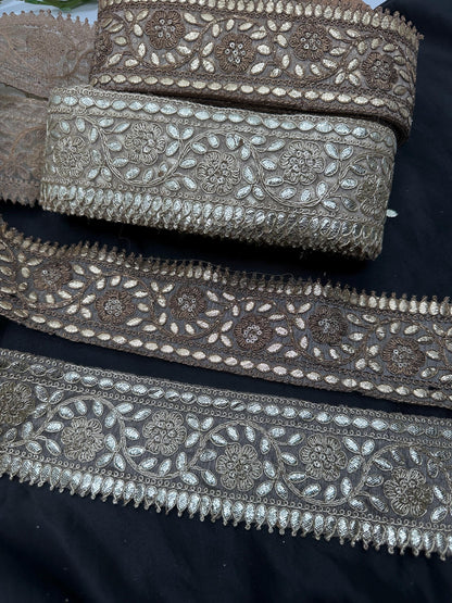 Gold Embroidered Lace Border Heavy Floral Zari Work Ethnic Sewing Trim