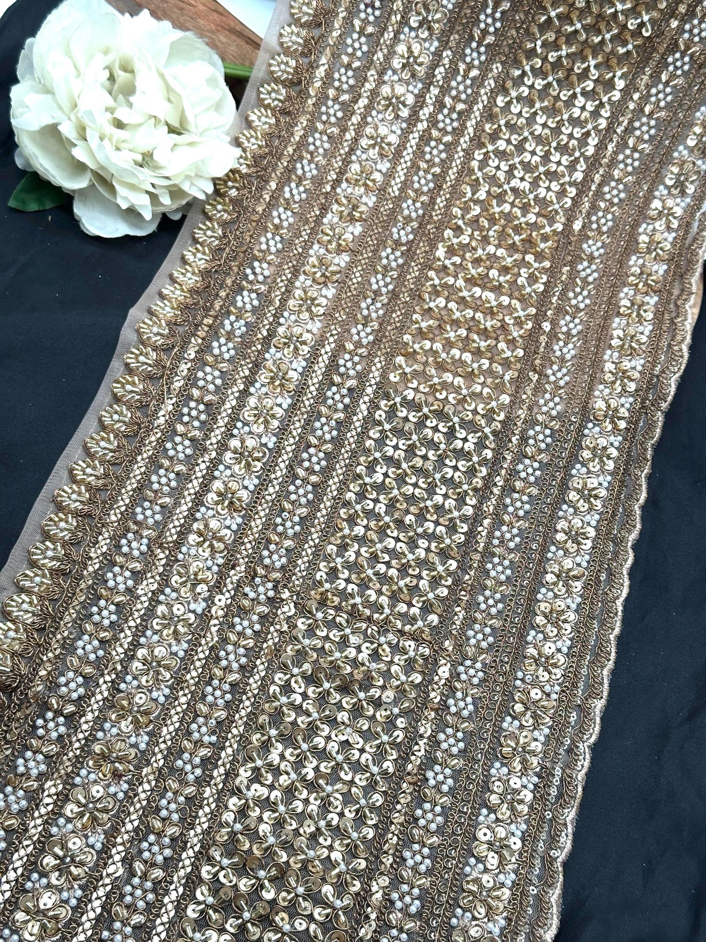 Designer Broad Embroidered Border Wedding Dress Veil