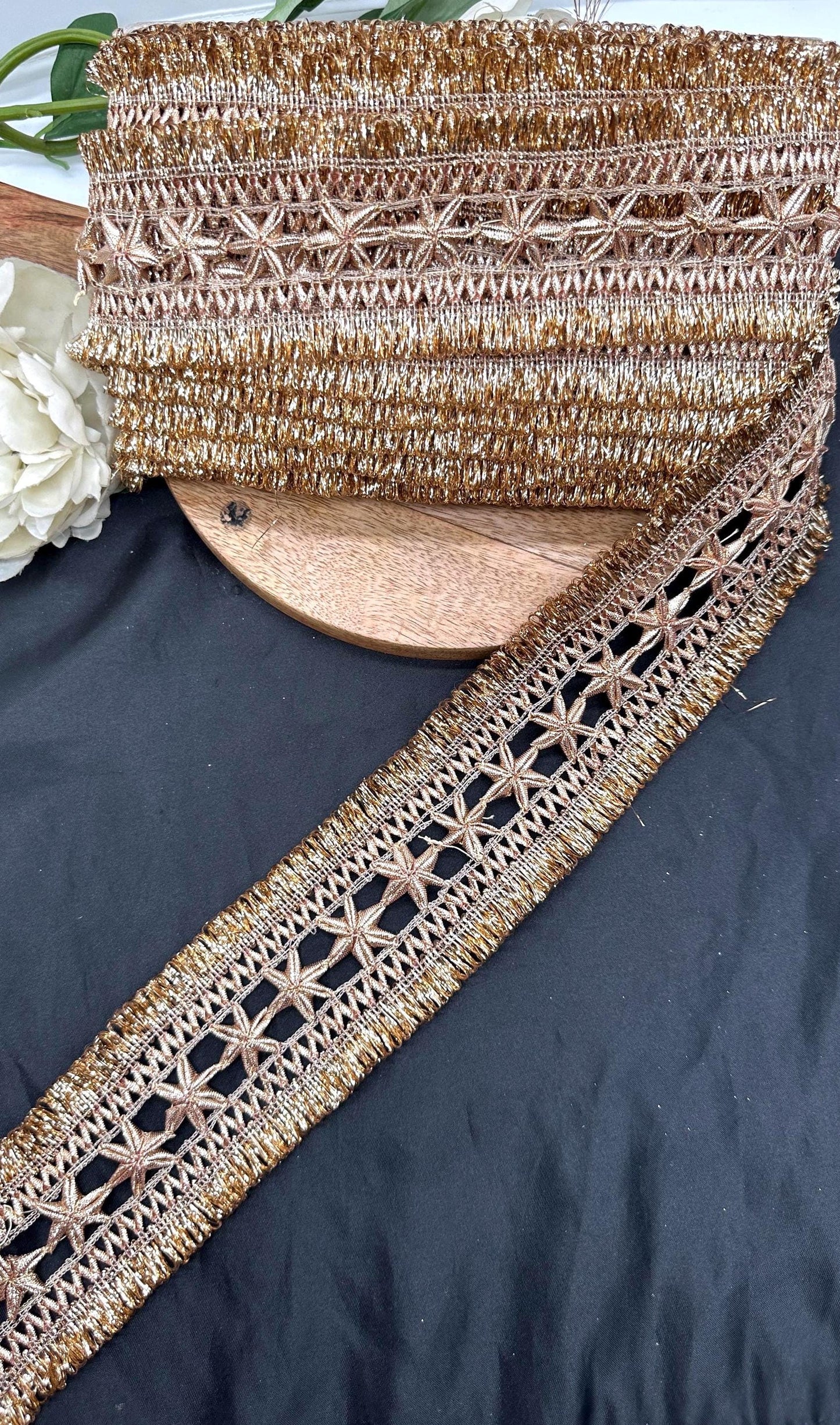 Handmade Gold Metallic Gota Embroidery Border