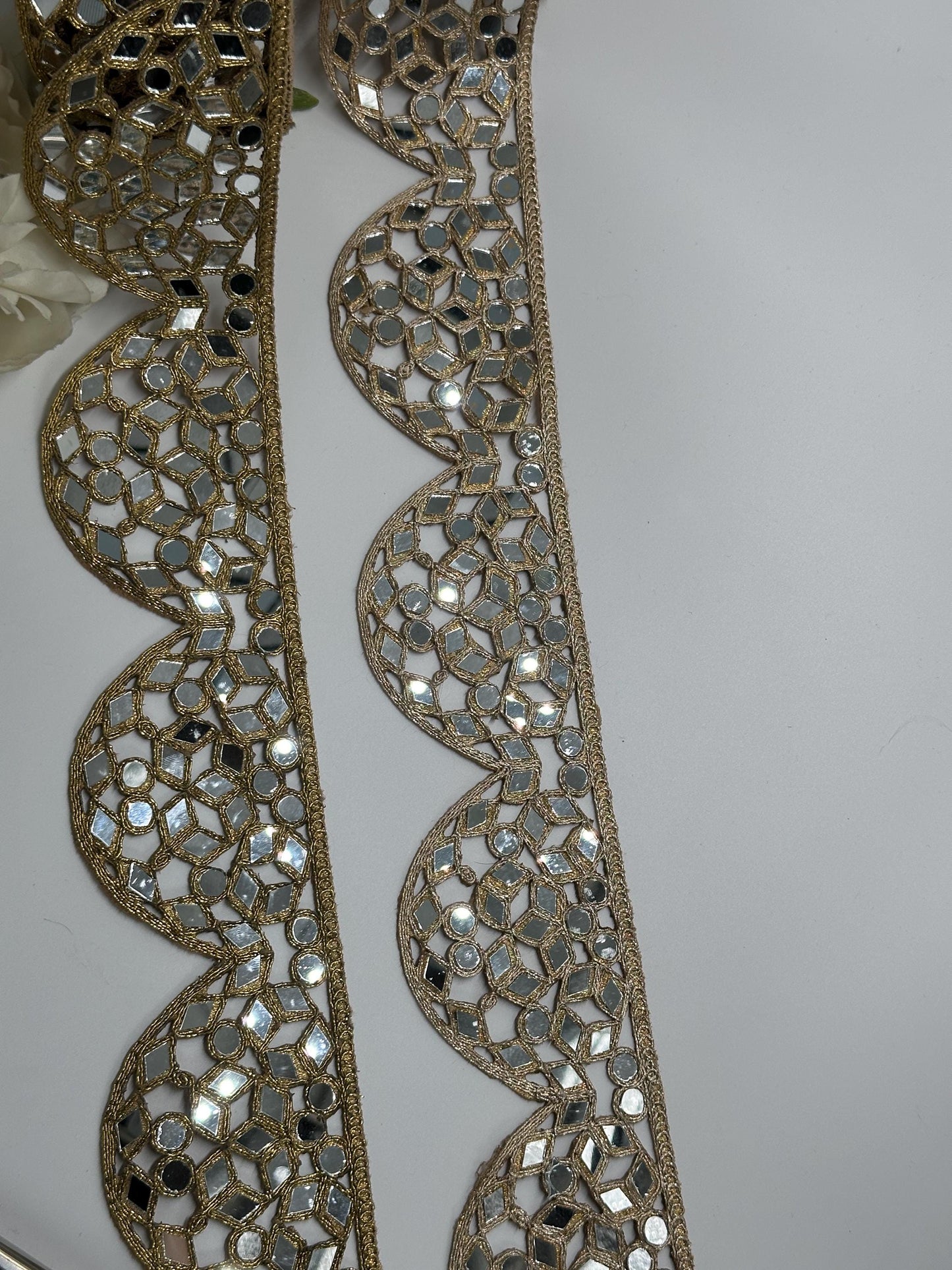 Luxury hand-embroidered mirror work border statement choker Jewelry