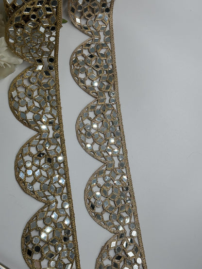 Luxury hand-embroidered mirror work border statement choker Jewelry