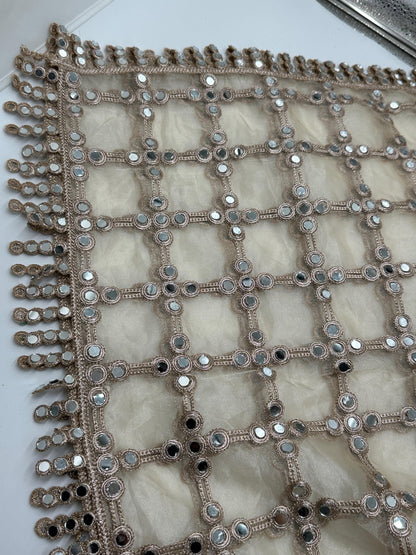 Real Mirror Work Jal Dupatta Hand Embroidered Net Dupatta