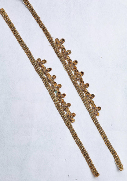 Hand Embroidered Gold Neck Applique Patch Work