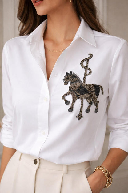 Hand Beaded Horse Applique Patch