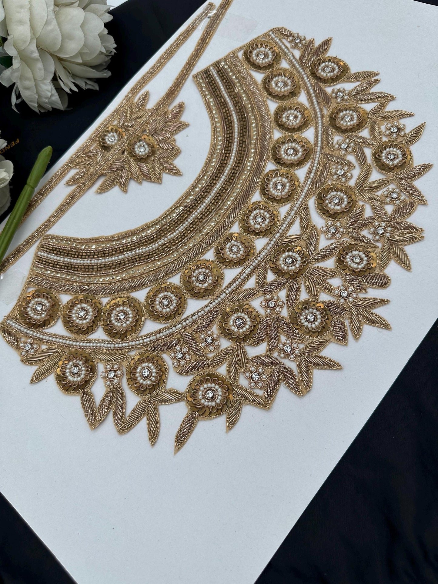 Hand Embroidered Sabyasachi Gold Neck Applique Patch