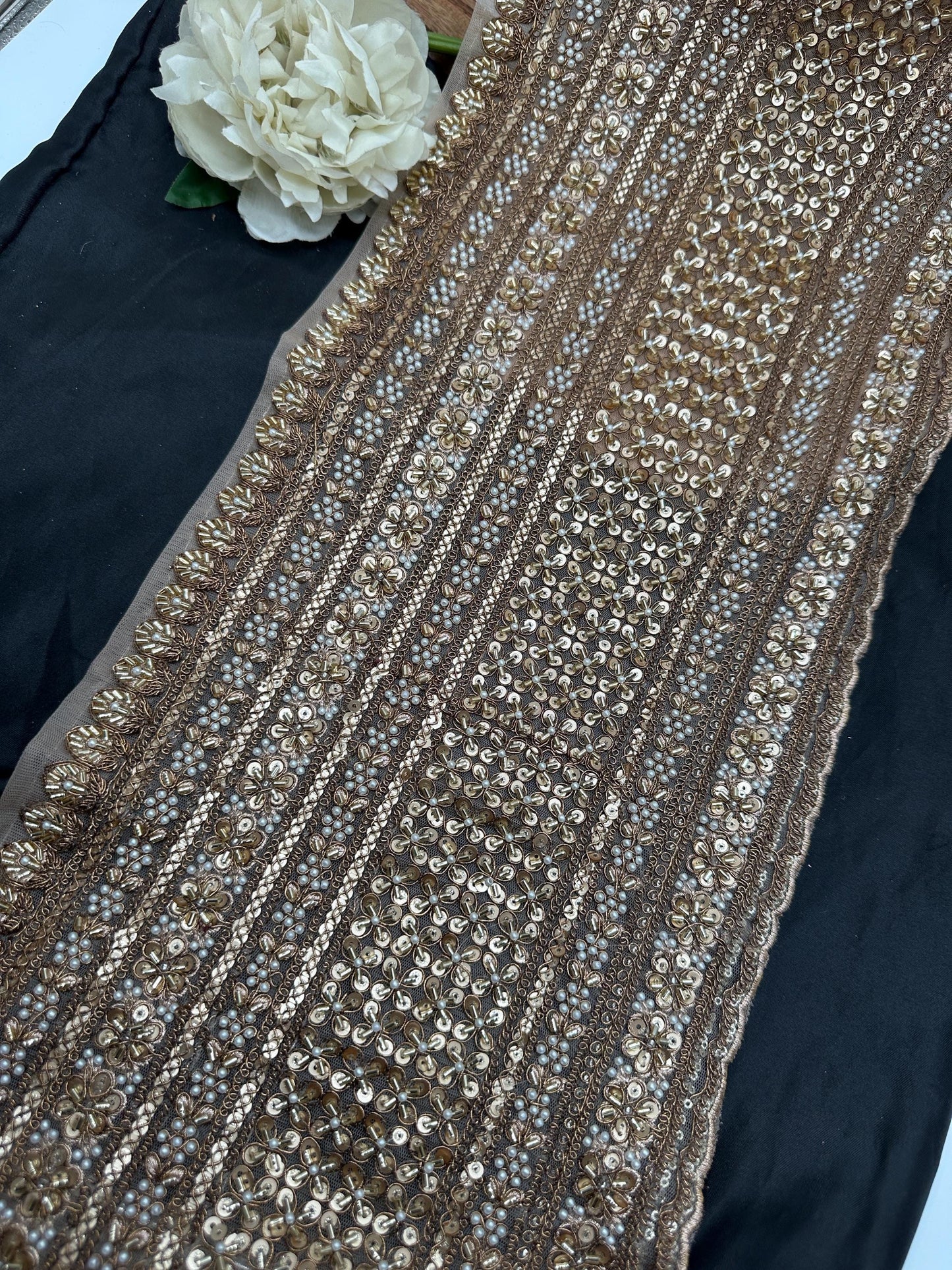 Designer Broad Embroidered Border Wedding Dress Veil