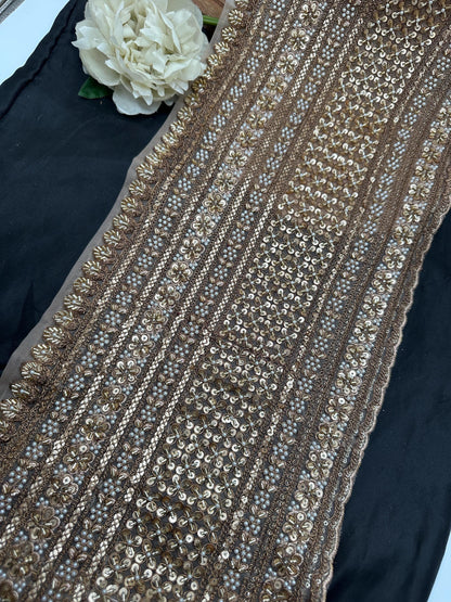 Designer Broad Embroidered Border Wedding Dress Veil