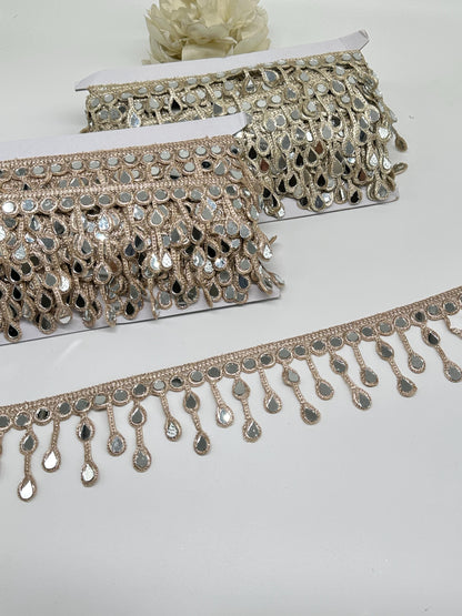 Gold Mirror Teardrop Lace Trim