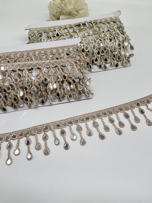 Gold Mirror Teardrop Lace Trim