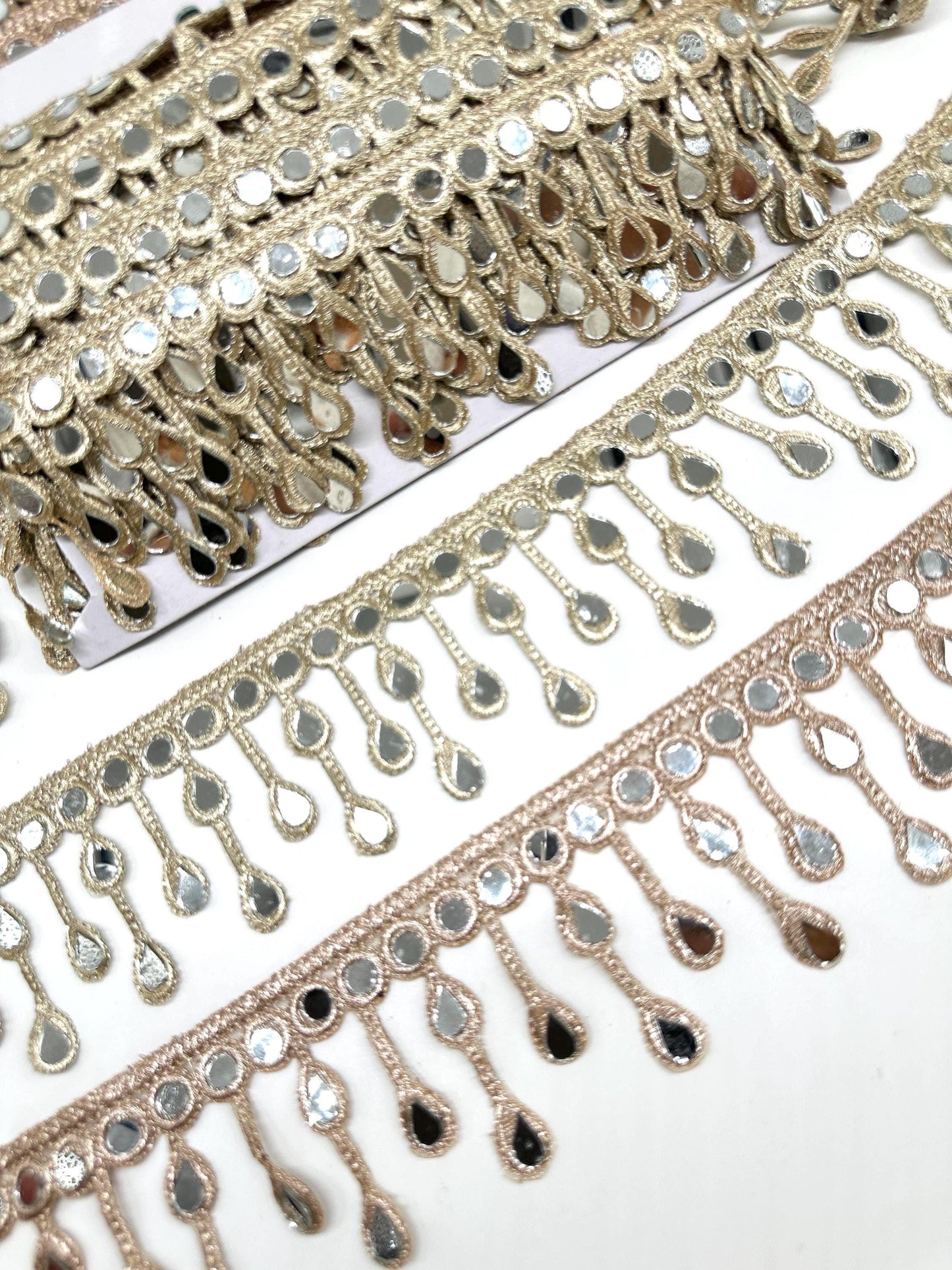 Gold Mirror Teardrop Lace Trim