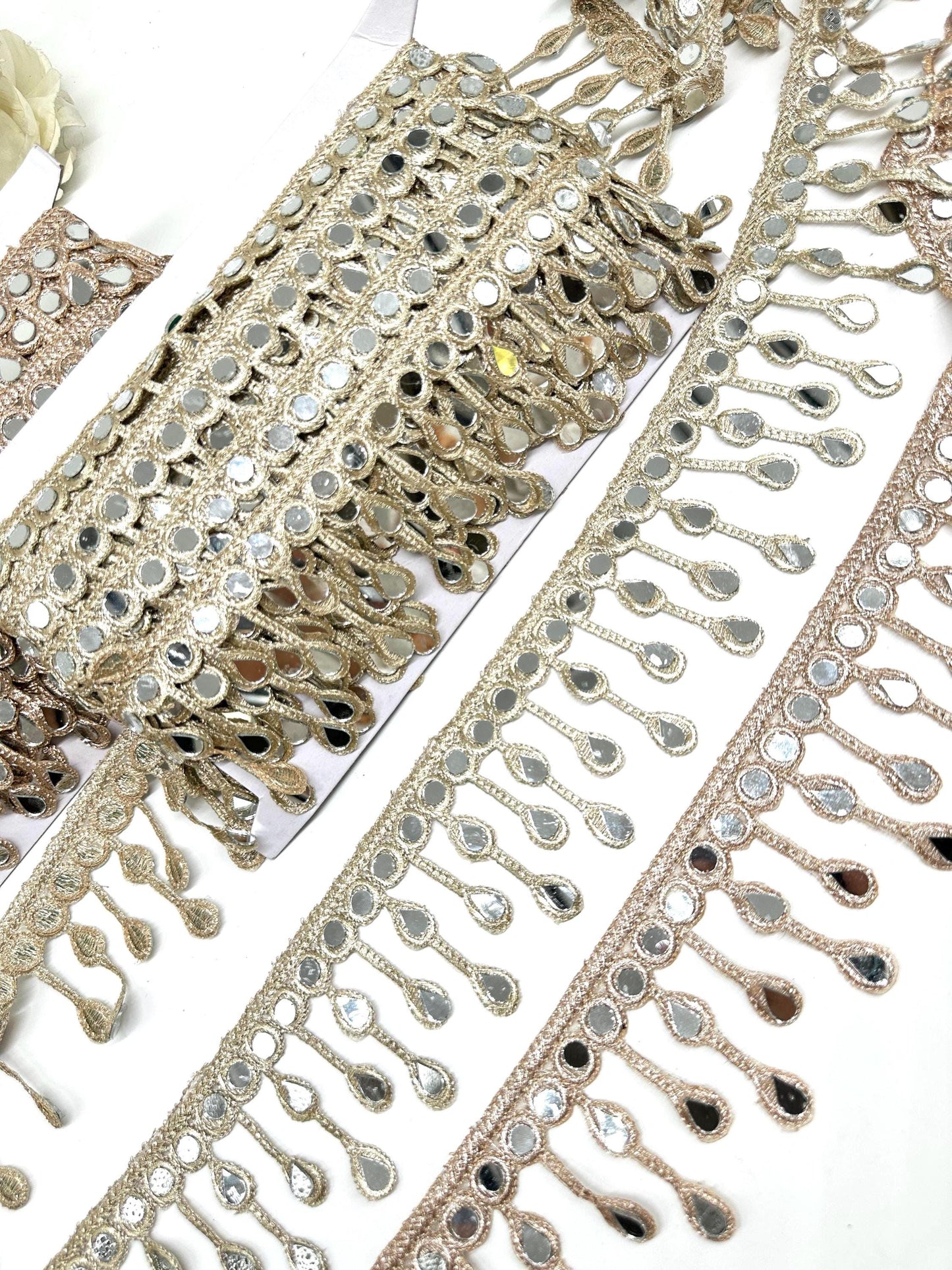 Gold Mirror Teardrop Lace Trim