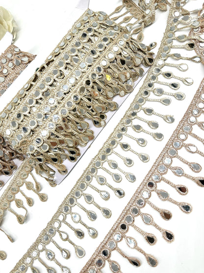 Gold Mirror Teardrop Lace Trim
