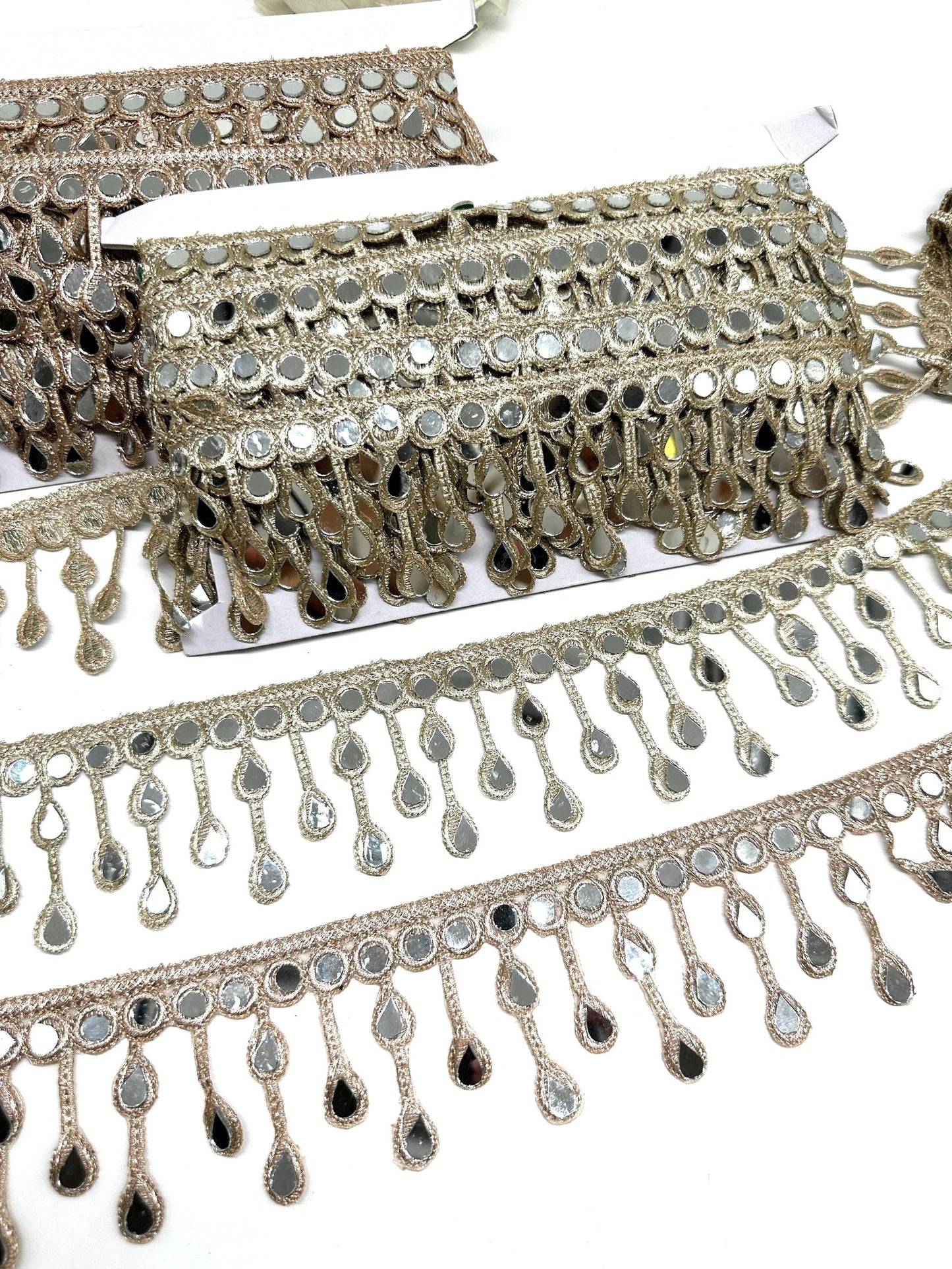 Gold Mirror Teardrop Lace Trim