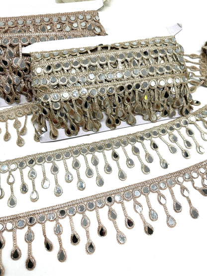 Gold Mirror Teardrop Lace Trim