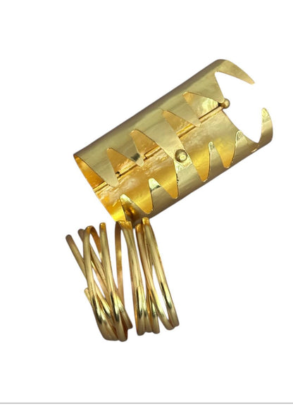 Gold Statement Cuff Bracelet Adjustable Brass Arm Cuff