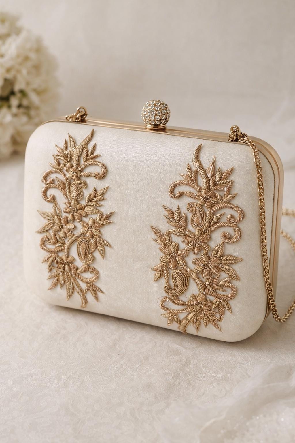 Gold Zari Embroidery Applique Pair