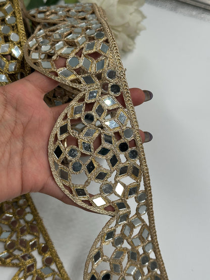 Luxury hand-embroidered mirror work border statement choker Jewelry