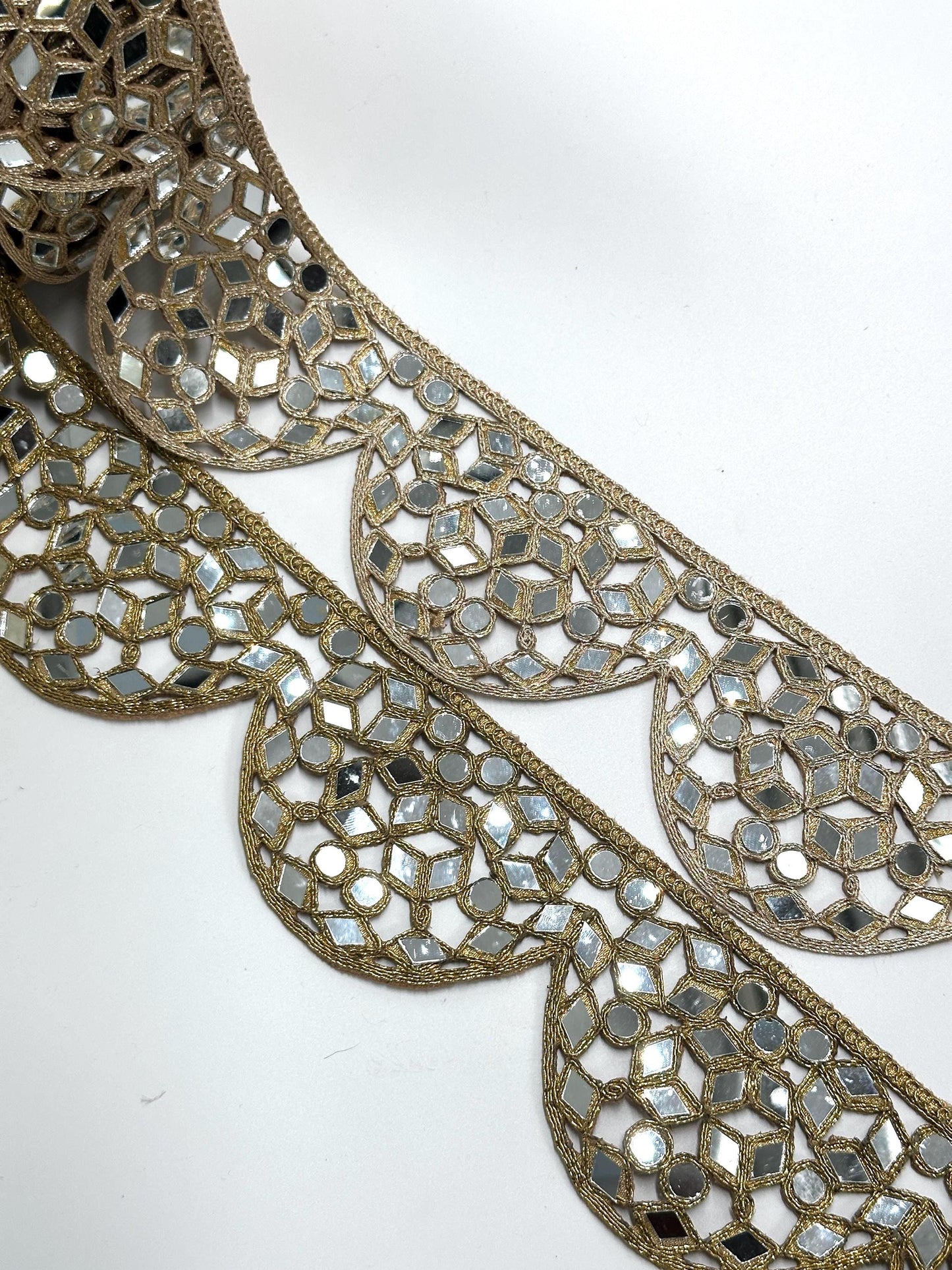 Luxury hand-embroidered mirror work border statement choker Jewelry