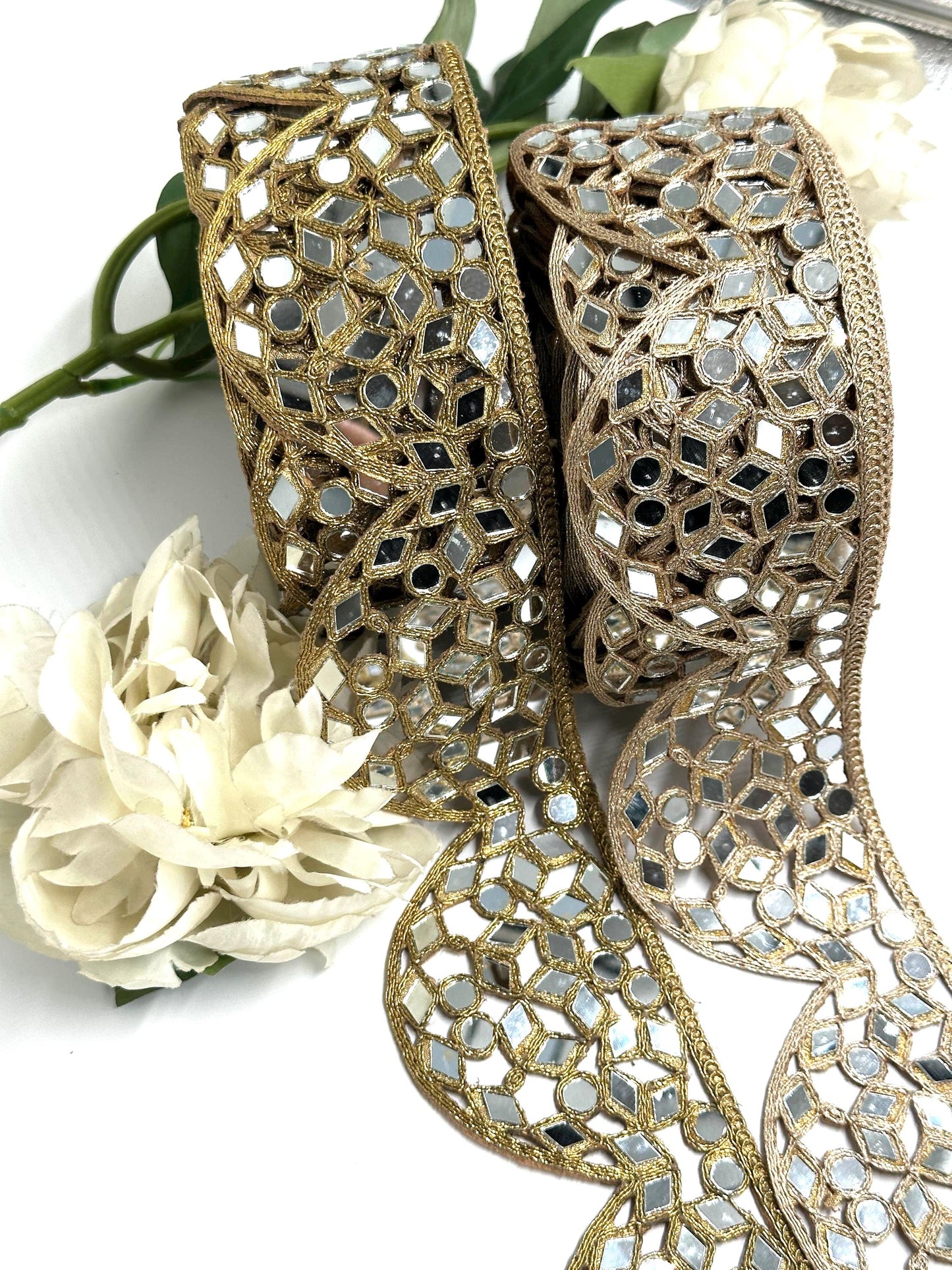 Luxury hand-embroidered mirror work border statement choker Jewelry