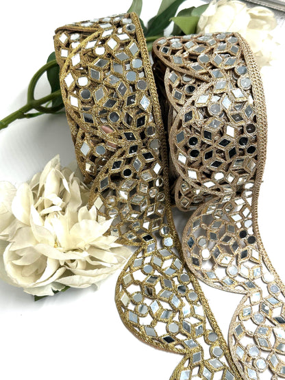 Luxury hand-embroidered mirror work border statement choker Jewelry