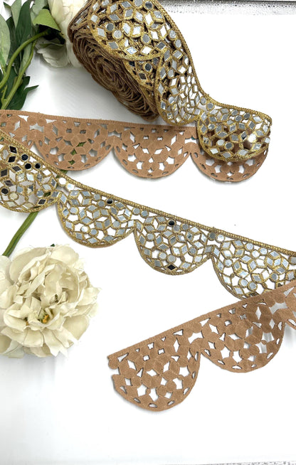 Luxury hand-embroidered mirror work border statement choker Jewelry