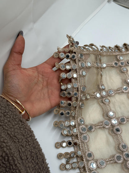 Real Mirror Work Jal Dupatta Hand Embroidered Net Dupatta