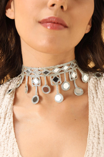 Mirror Work Waist Belt Jewelry Silver