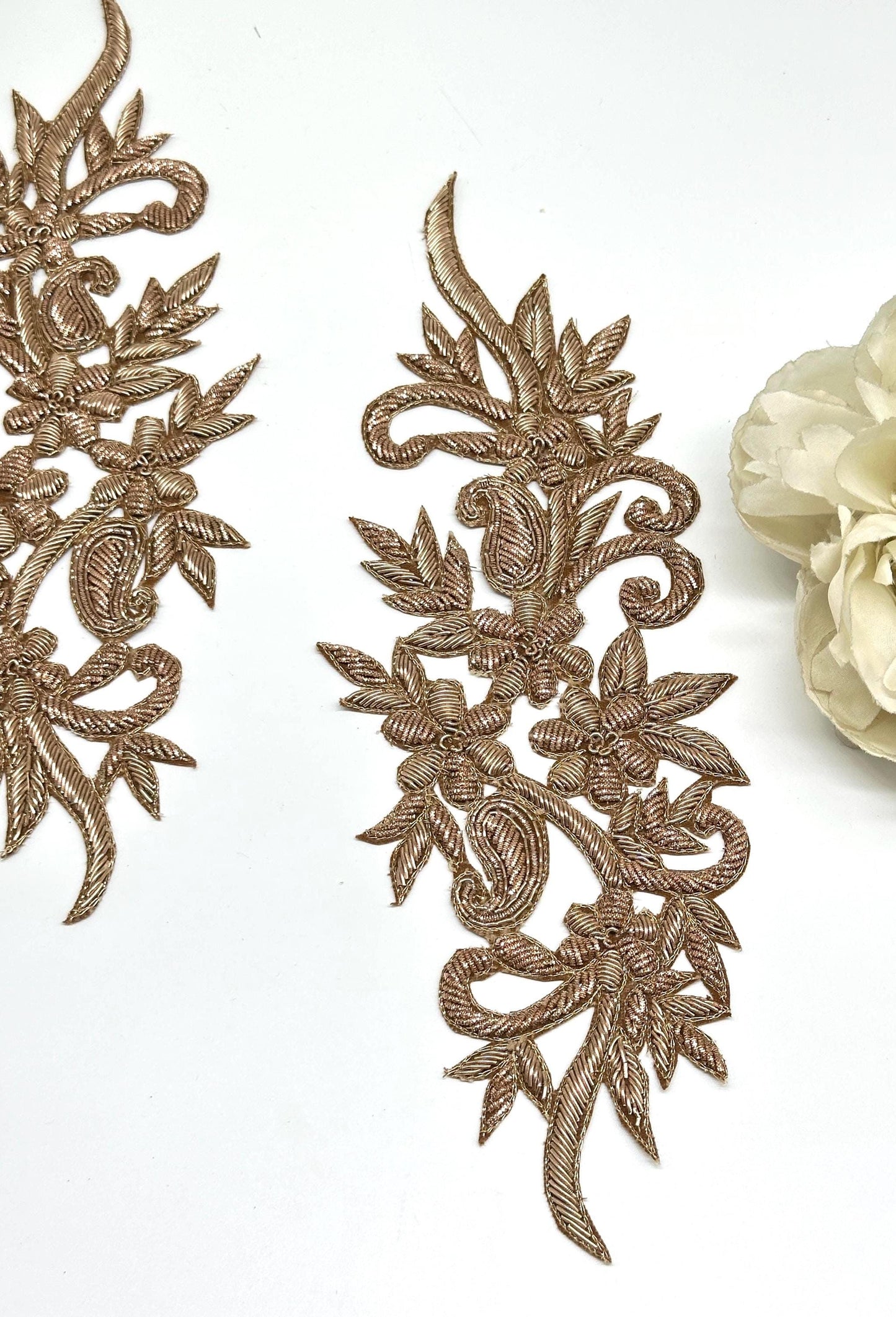 Gold Zari Embroidery Applique Pair
