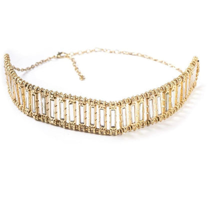 Handmade Green Enamel Gold Choker Necklace