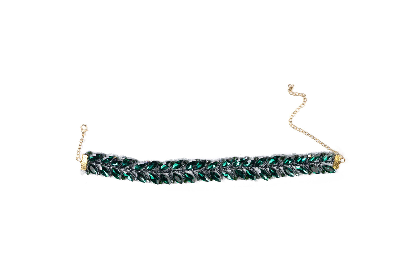 Emerald Crystal Leaf Choker Necklace