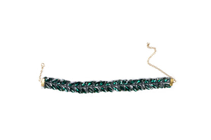 Emerald Crystal Leaf Choker Necklace