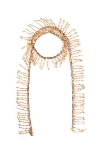 Handmade Crystal Fringe Choker Necklace Wrap Around Statement