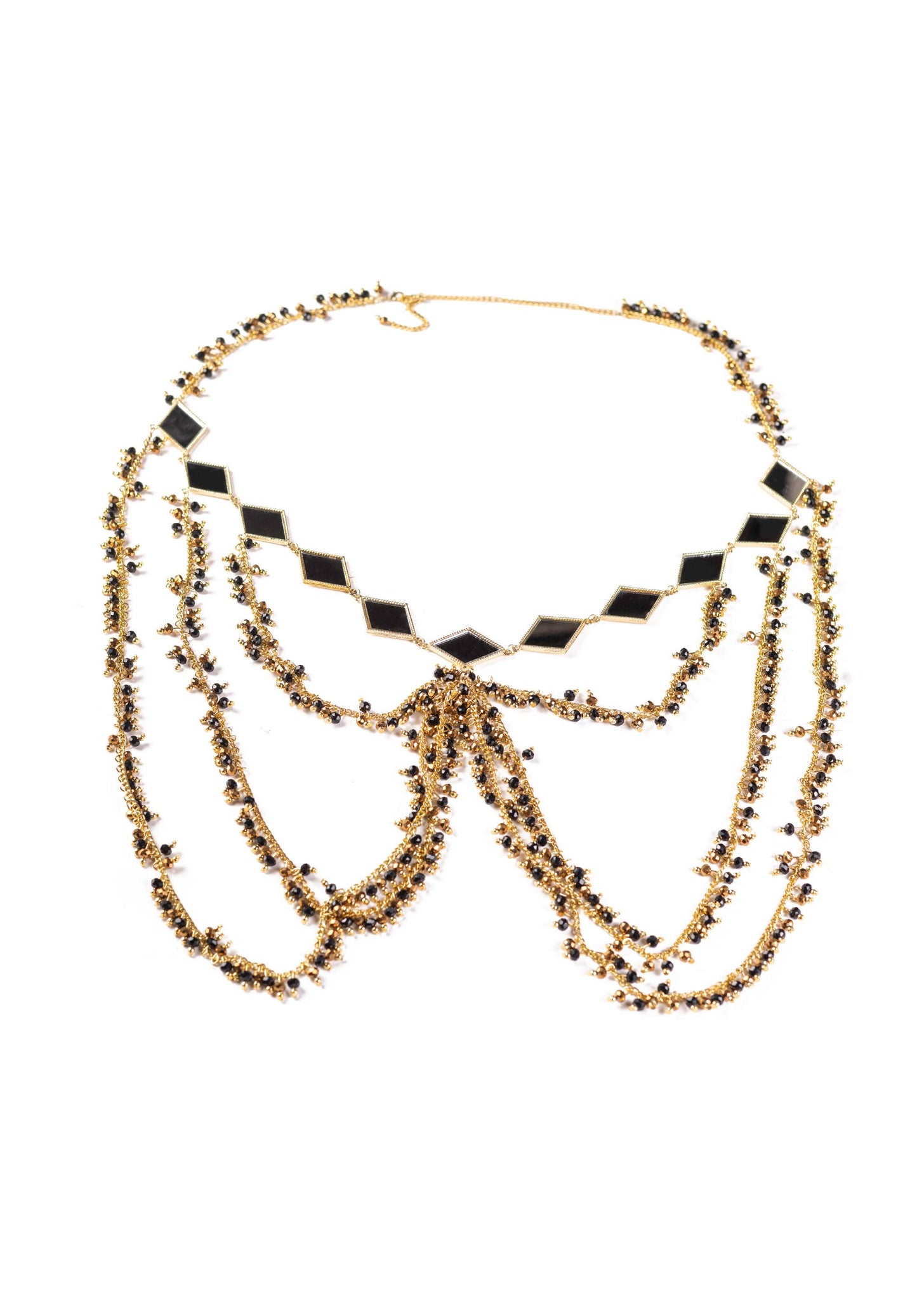 Boho Black Beaded Body Chain Belt Waist Chain Belt