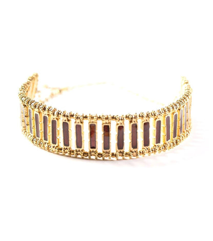 Handmade Green Enamel Gold Choker Necklace