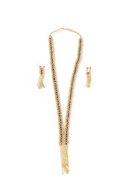 Mirror Necklace & Earrings Set, Gold Statement Jewelry Set