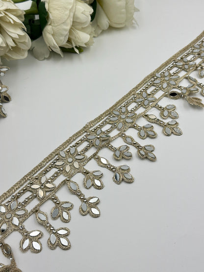 Light Gold Mirror Lace Trim Saree Border Trim