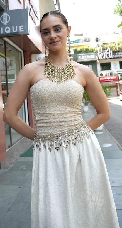 Boho Mirror Waist Belt Handmade Zircon Chain Belly Belt