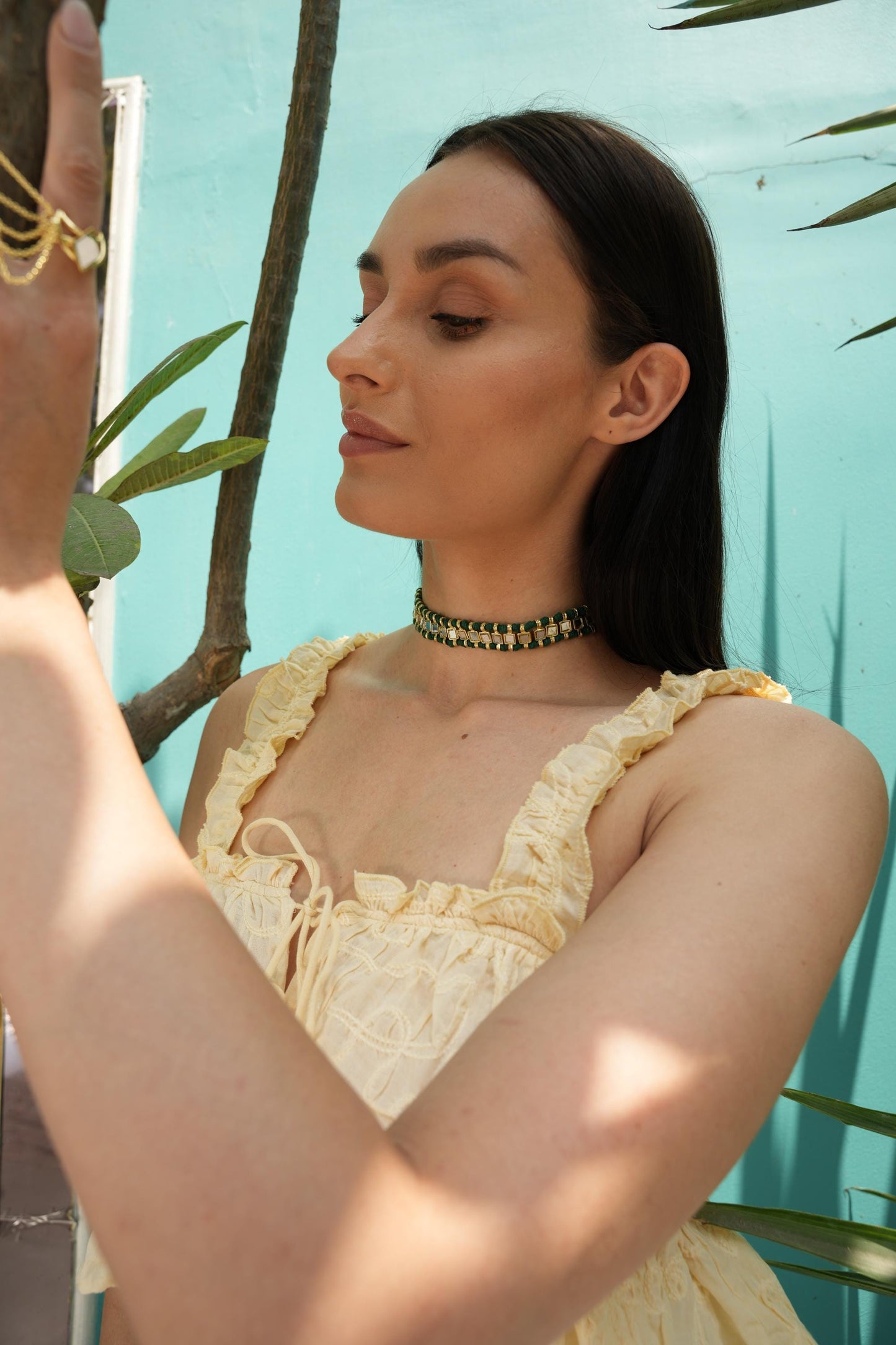 Emerald Mirror Choker Necklace Convertible Choker